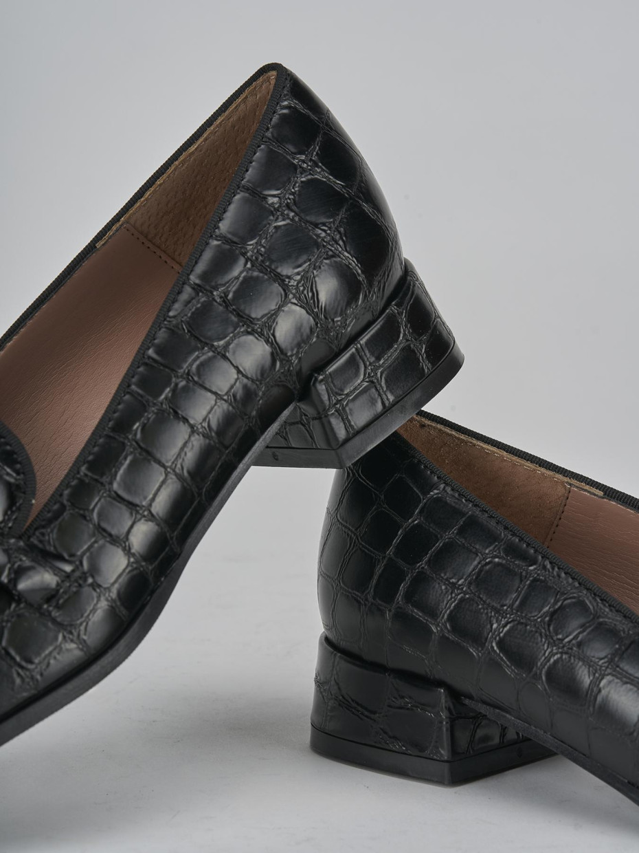 Mocassini tacco 3cm cocco nero