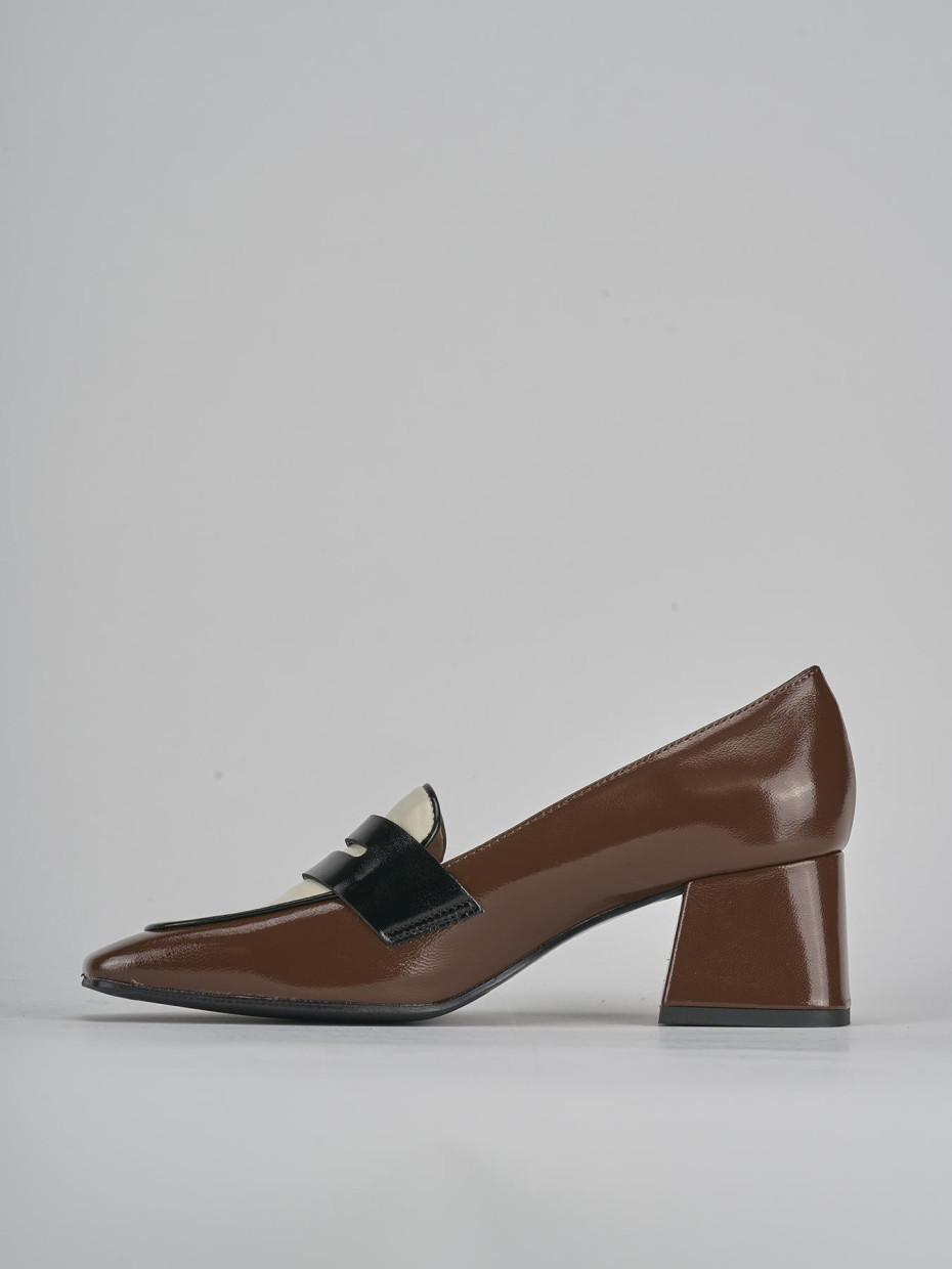 Mocassini tacco 6cm vernice testa