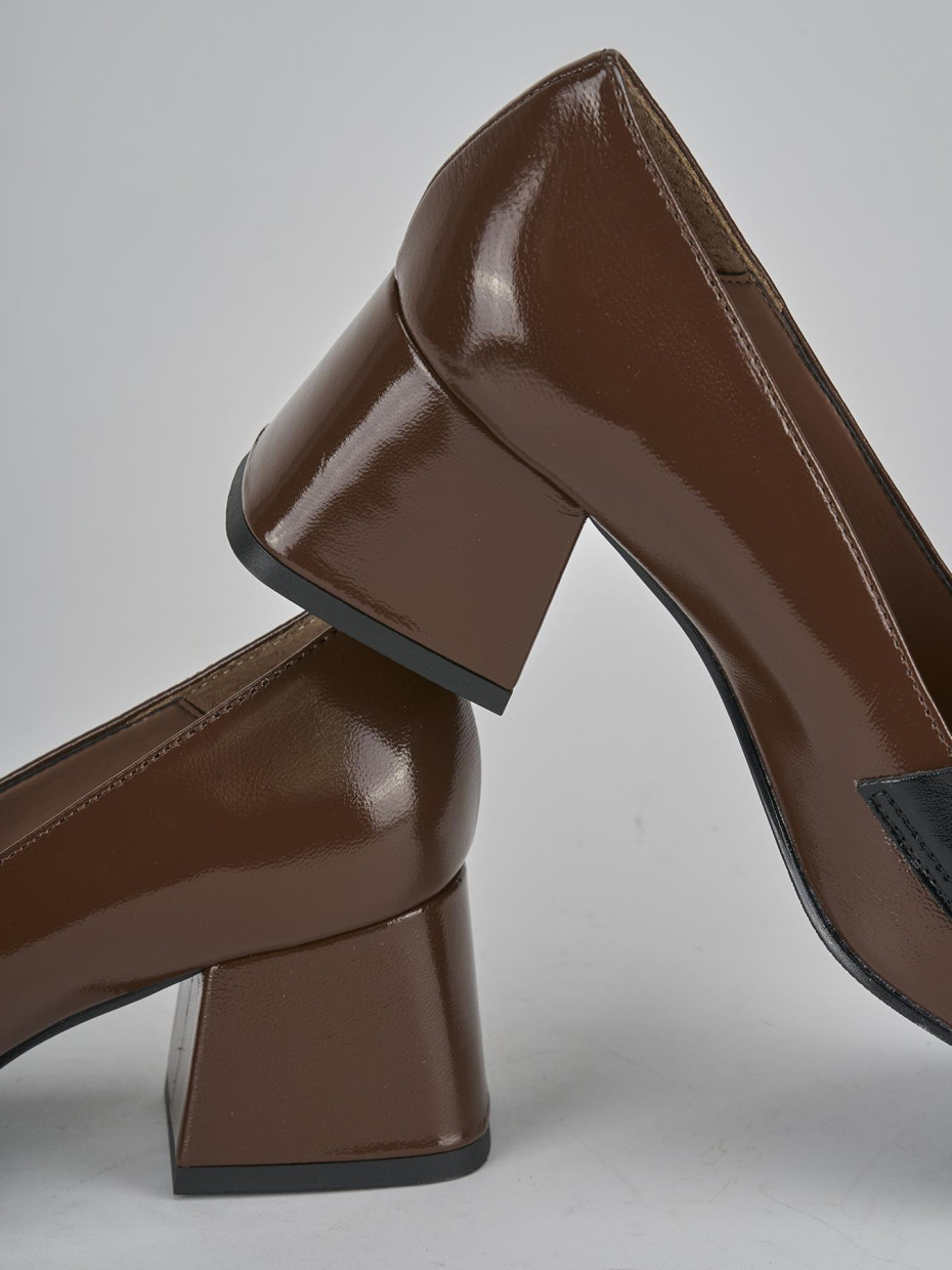 Mocassini tacco 6cm vernice testa