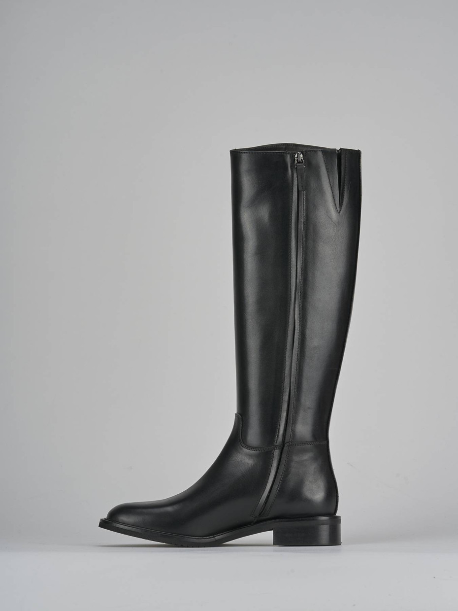 Stivali tacco 3cm pelle nero
