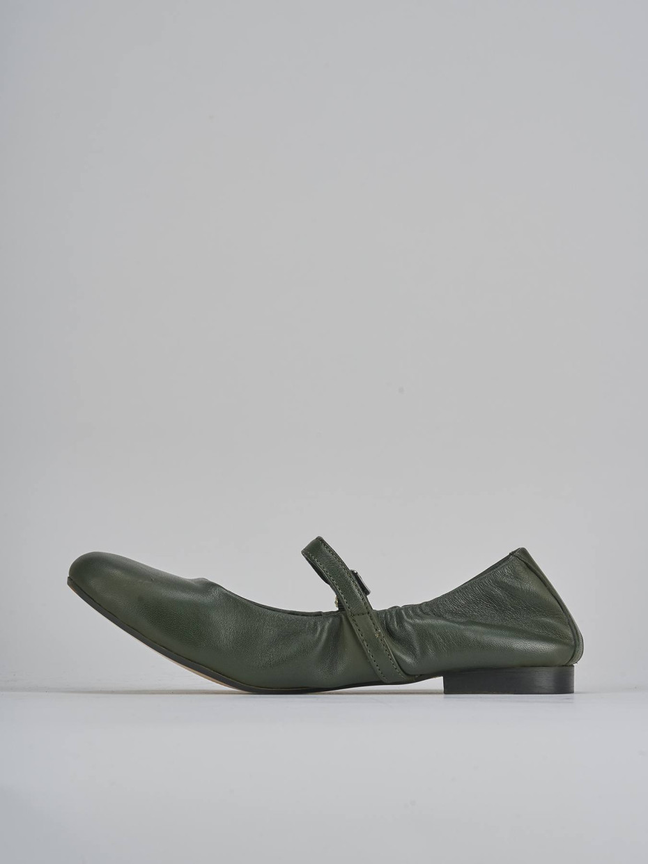 Ballerine tacco 1cm pelle verde