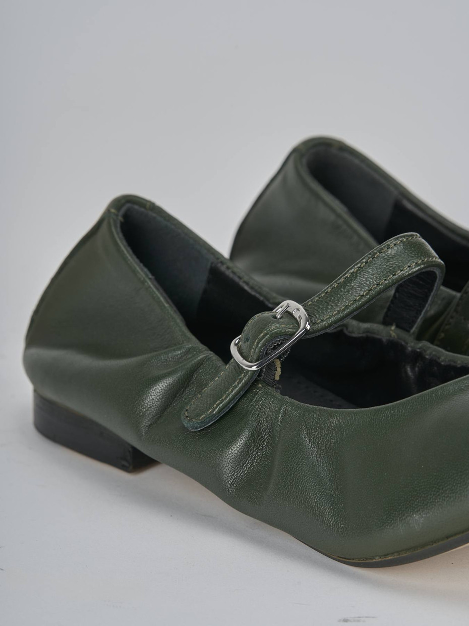Ballerine tacco 1cm pelle verde