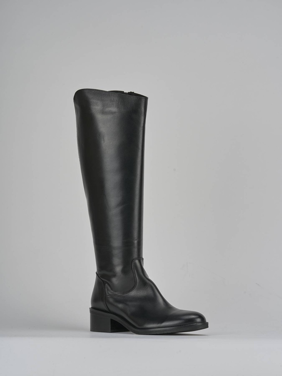 Stivali tacco 4cm pelle nero