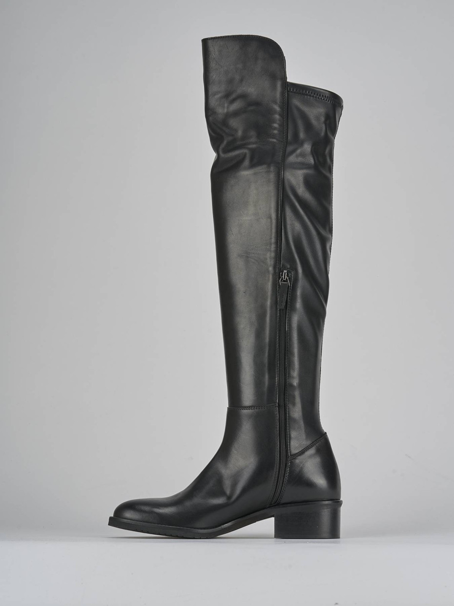 Stivali tacco 4cm pelle nero