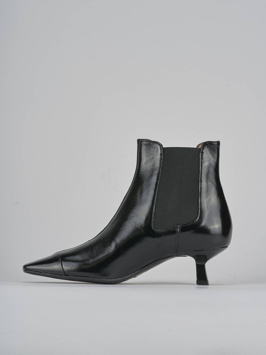 Stivaletti tacco 5cm vernice nero
