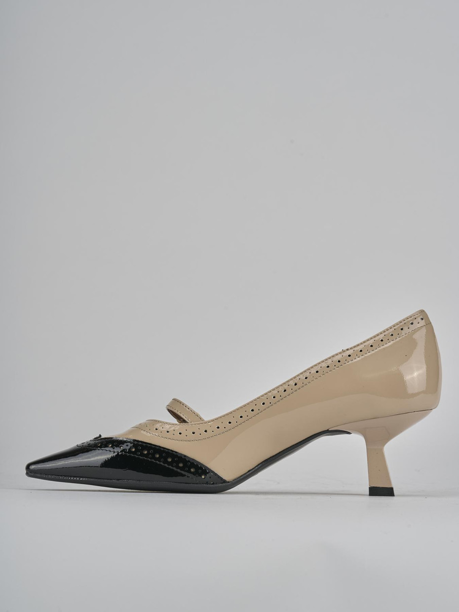 Décolleté e slingback tacco 6cm vernice beige