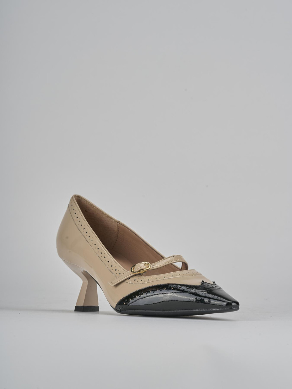 Décolleté e slingback tacco 6cm vernice beige