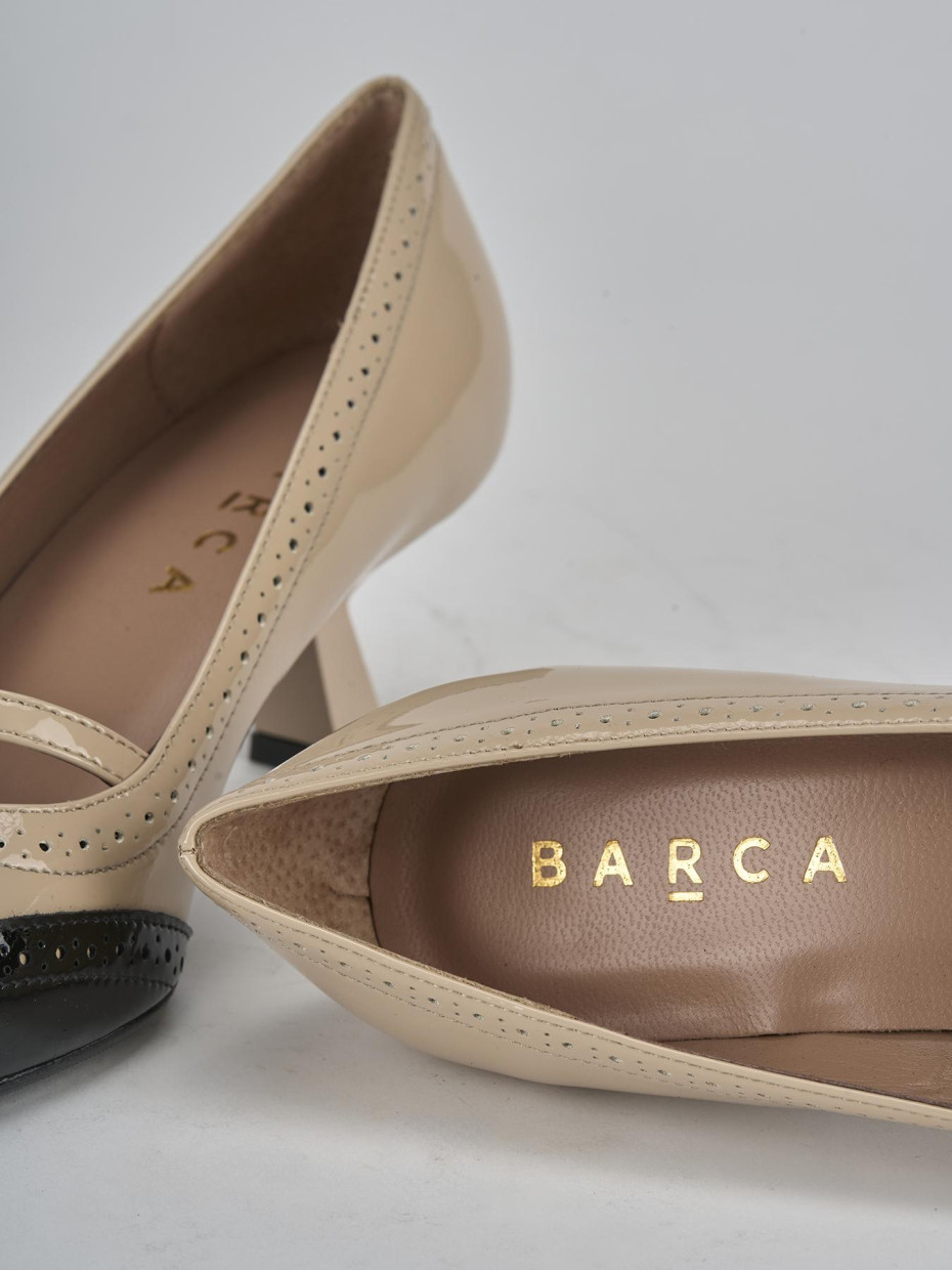 Décolleté e slingback tacco 6cm vernice beige