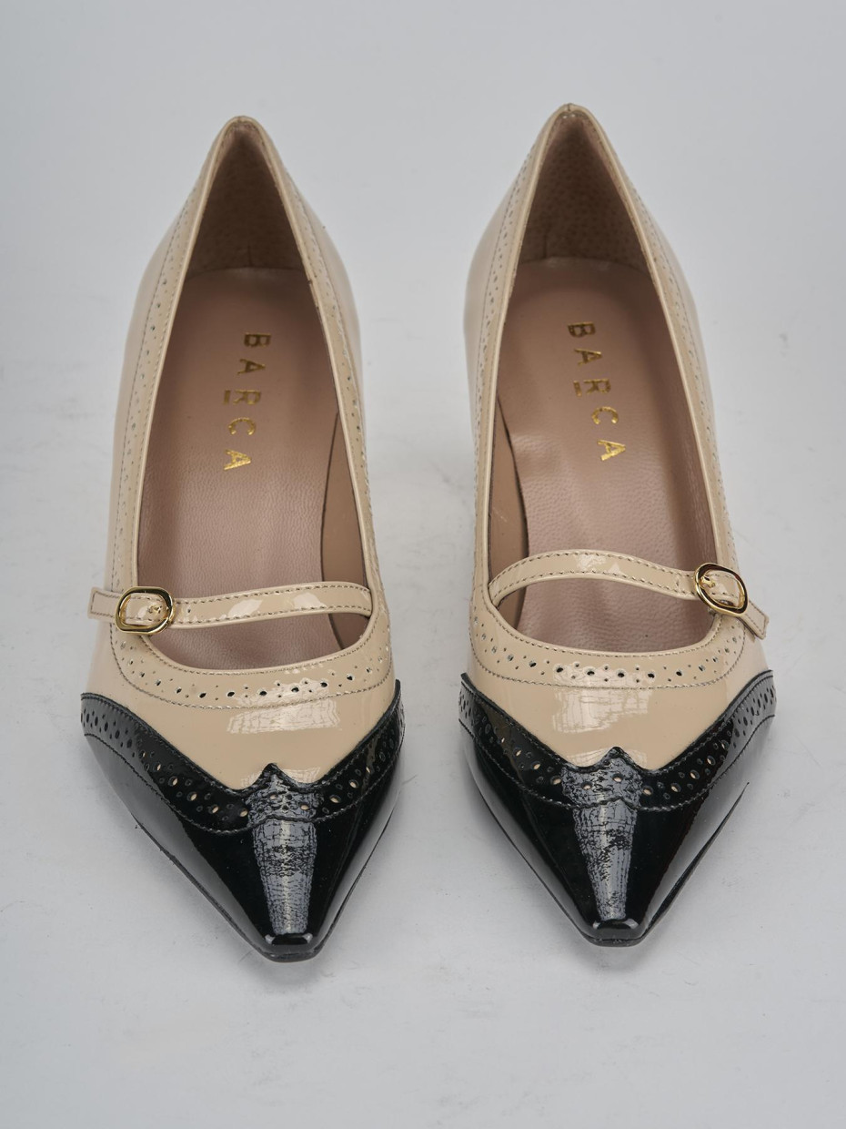Décolleté e slingback tacco 6cm vernice beige