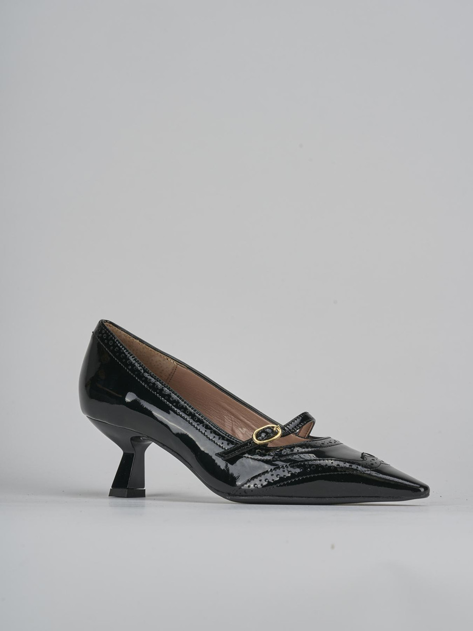 Décolleté e slingback tacco 6cm vernice nero