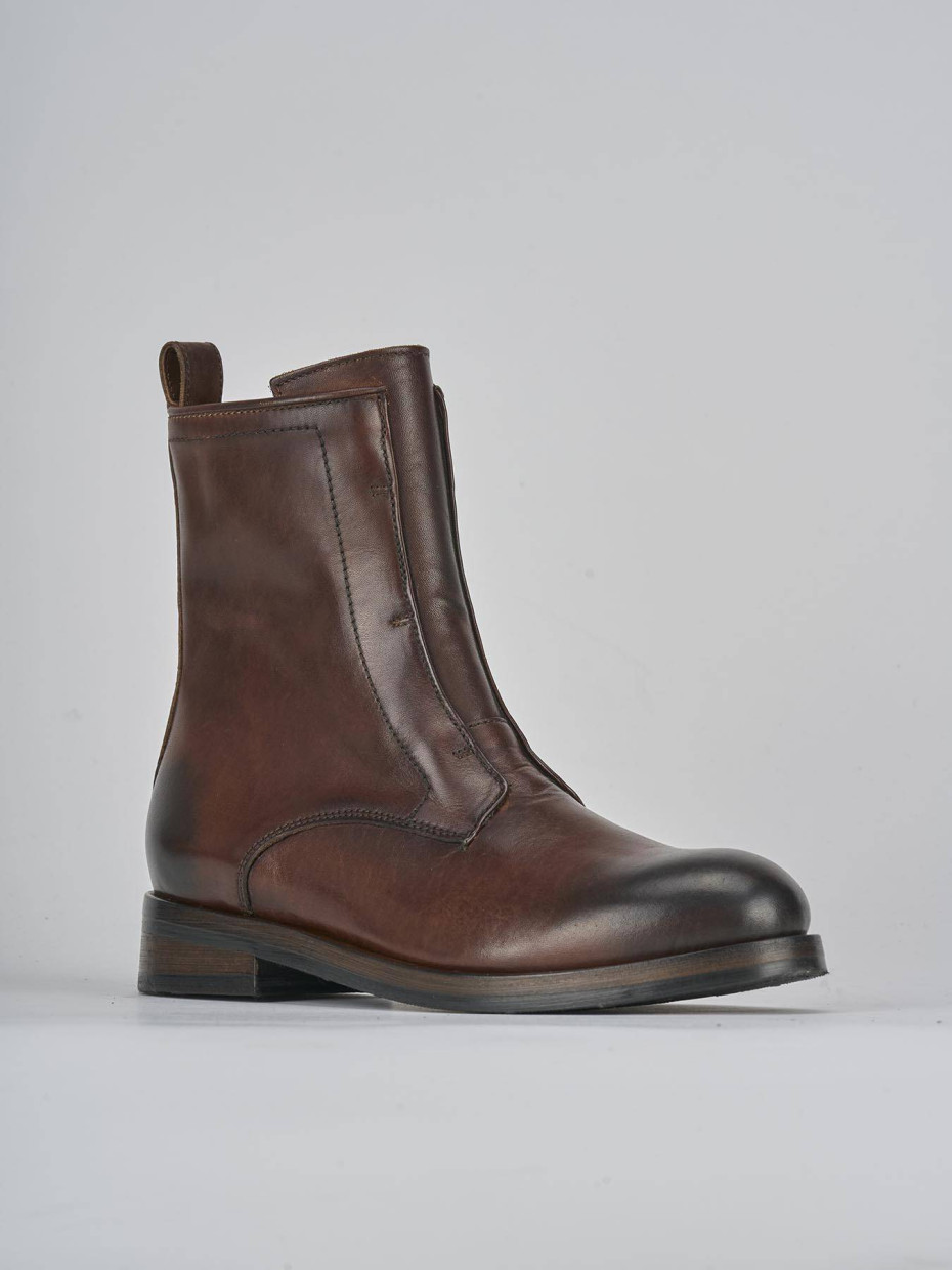 Stivaletti tacco 2cm pelle marrone