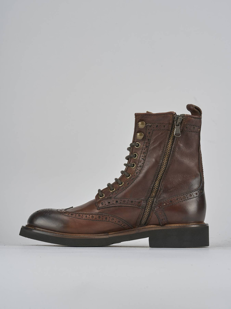 Anfibi tacco 2cm pelle marrone Barca Stores