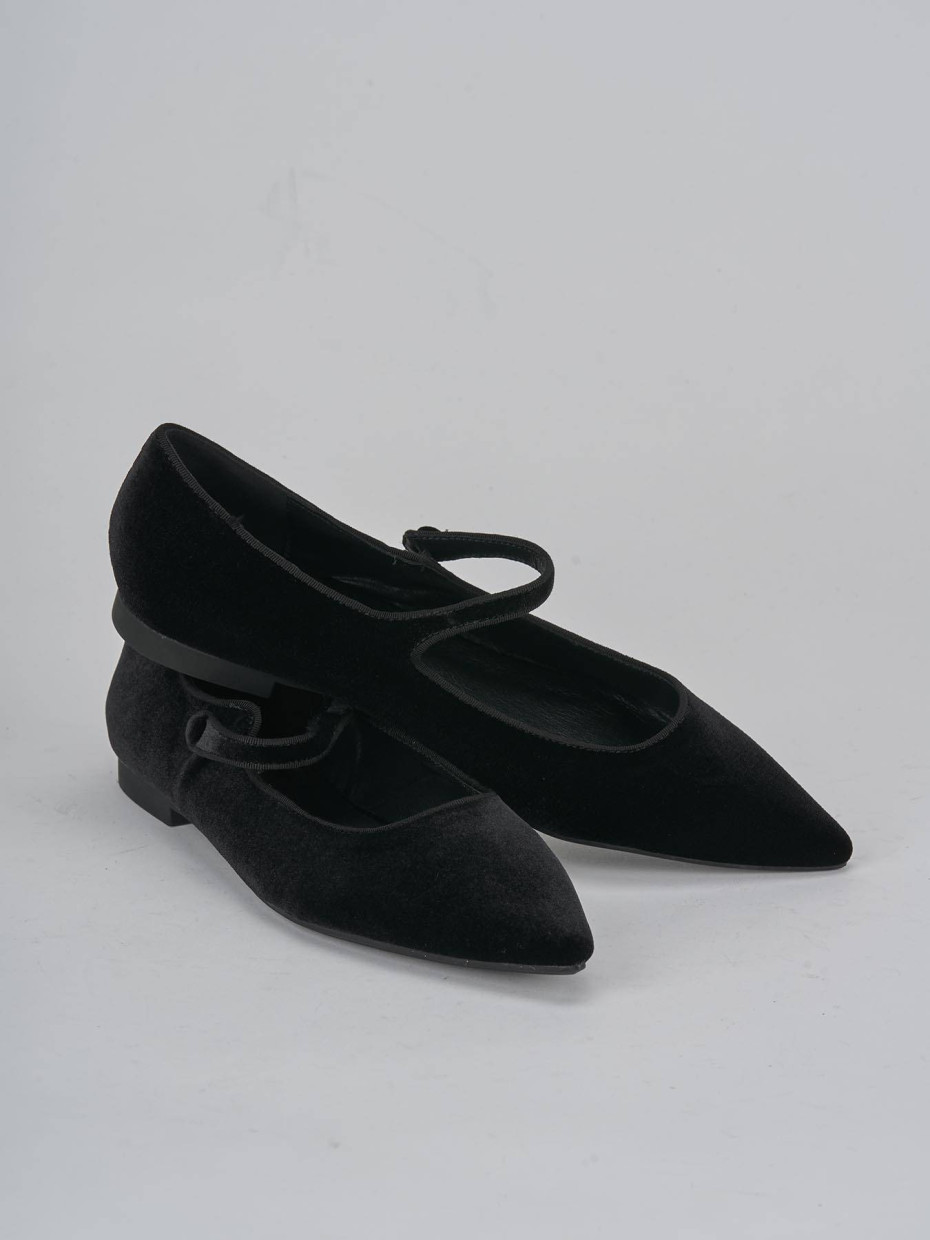 Ballerine tacco 1cm velluto nero