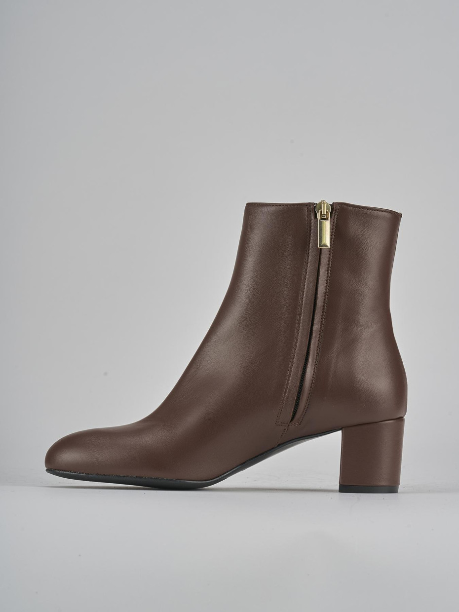 Stivaletti tacco 6cm pelle marrone