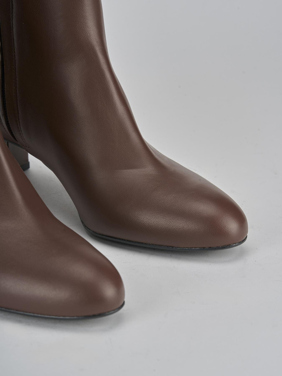 Stivaletti tacco 6cm pelle marrone