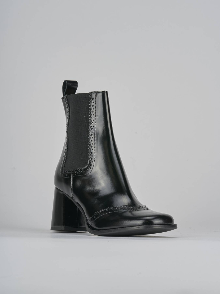 Stivaletti tacco 8cm pelle nero