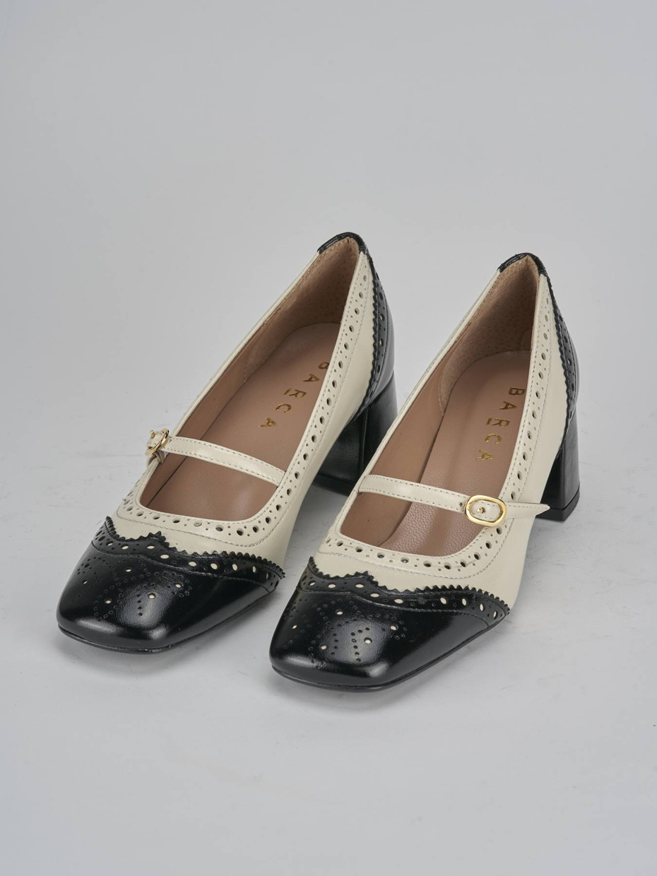 Décolleté e slingback tacco 5cm vernice beige