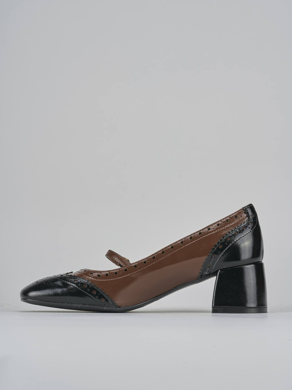 Décolleté e slingback tacco 5cm vernice testa