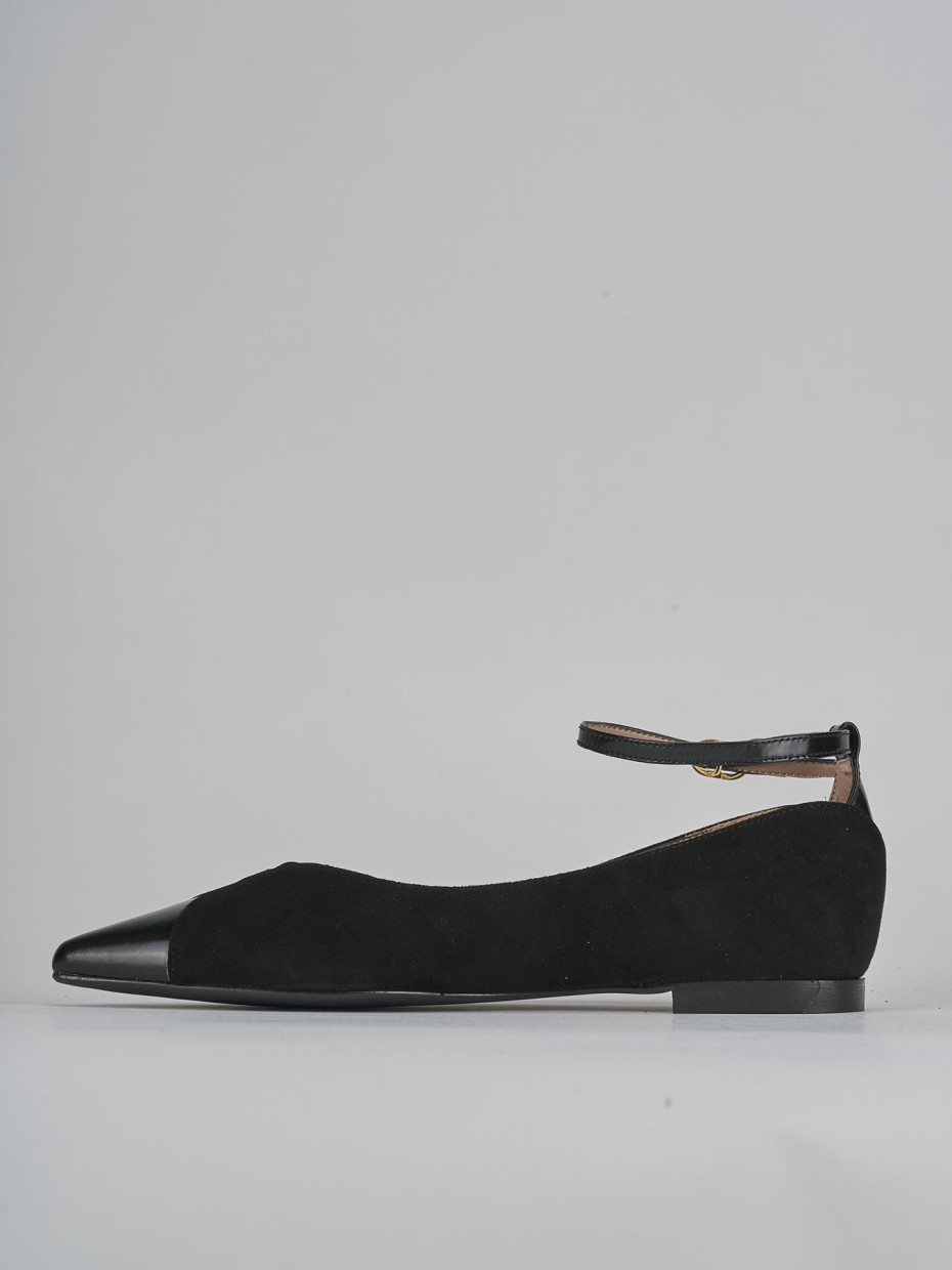 Ballerine tacco 1cm camoscio nero