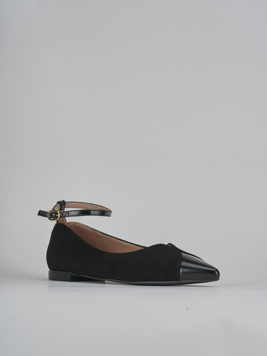 Ballerine tacco 1cm camoscio nero