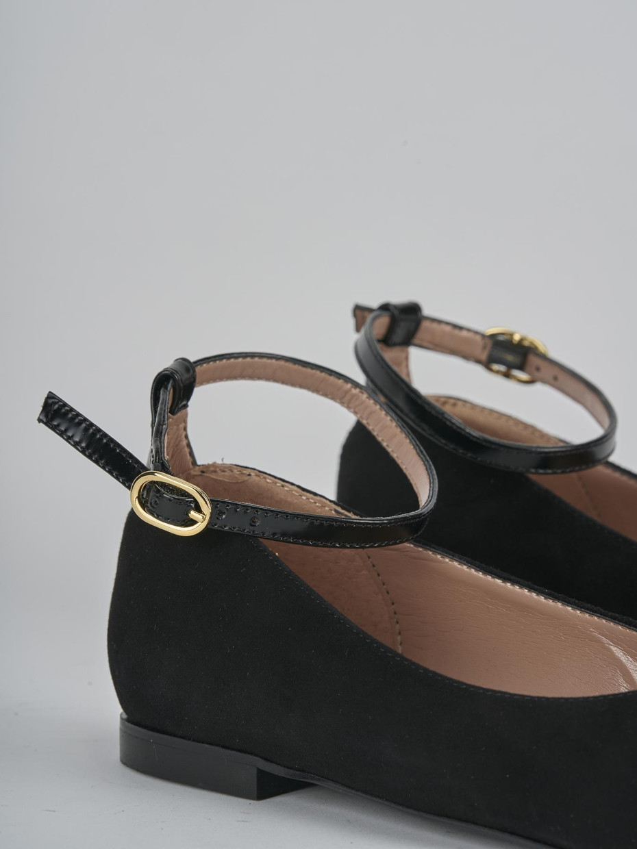Ballerine tacco 1cm camoscio nero