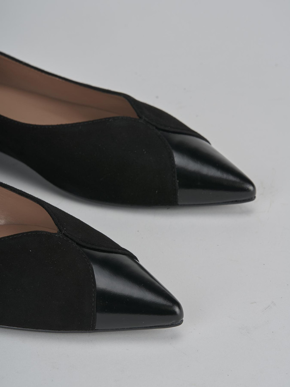 Ballerine tacco 1cm camoscio nero
