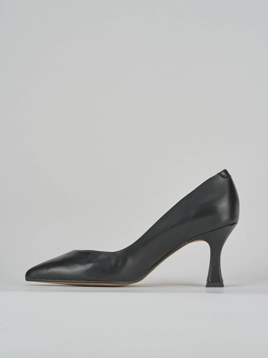 Décolleté e slingback tacco 7cm pelle nero