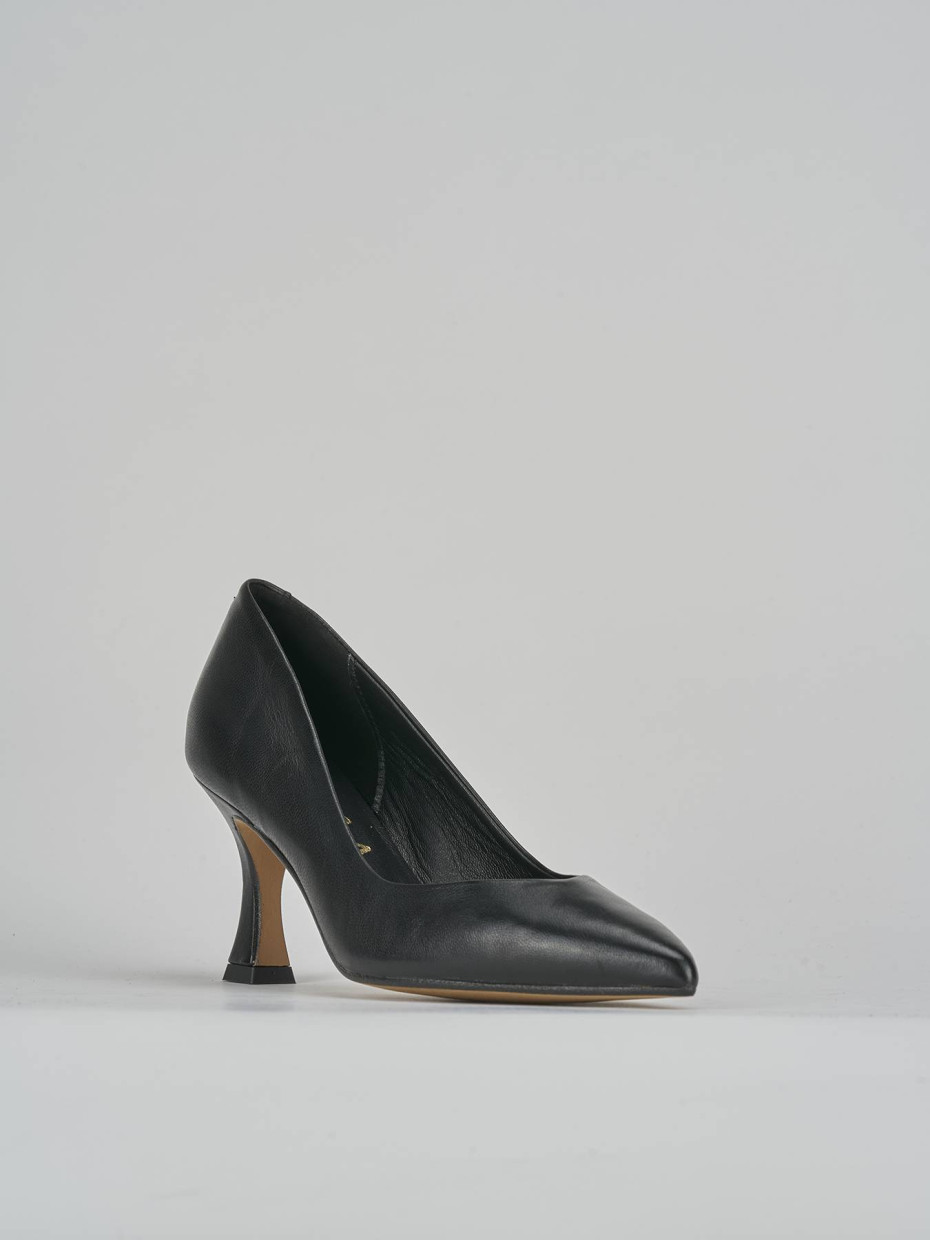 Décolleté e slingback tacco 7cm pelle nero