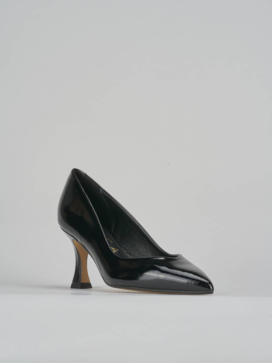 Décolleté e slingback tacco 7cm vernice nero