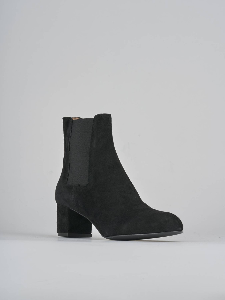 Stivaletti tacco 6cm camoscio nero