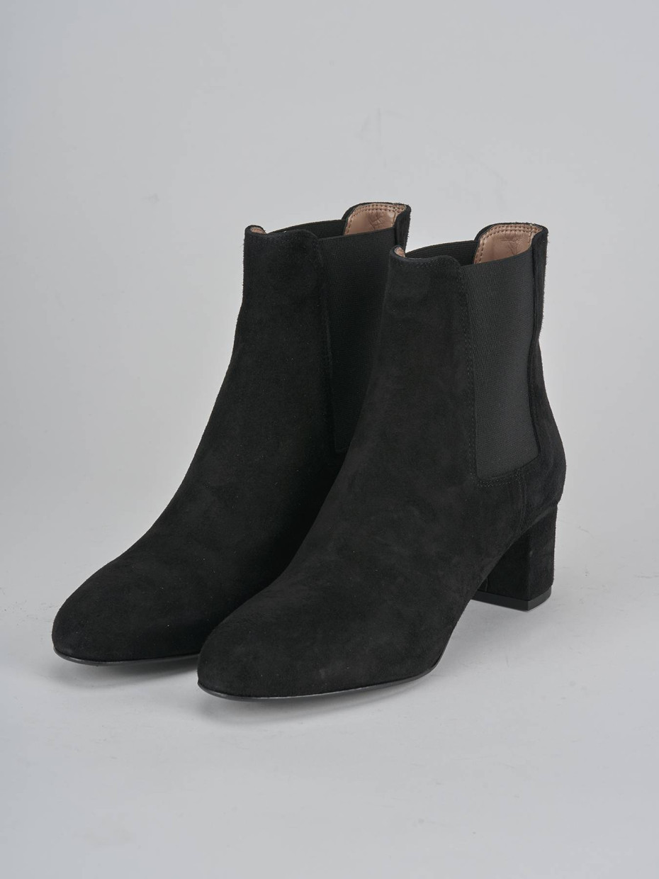 Stivaletti tacco 6cm camoscio nero