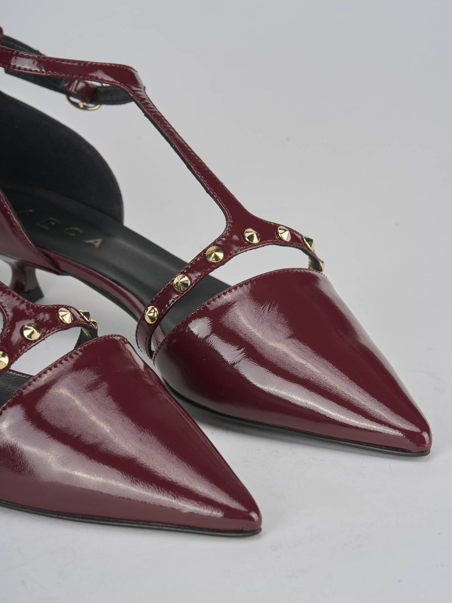 Décolleté e slingback tacco 3cm vernice bordo'