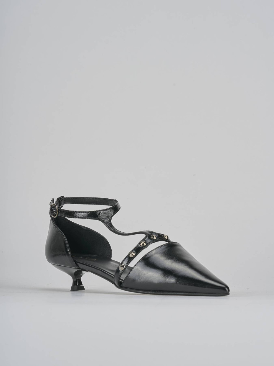 Décolleté e slingback tacco 3cm vernice nero