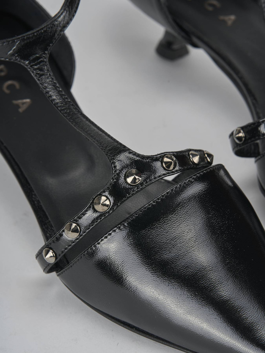 Décolleté e slingback tacco 3cm vernice nero