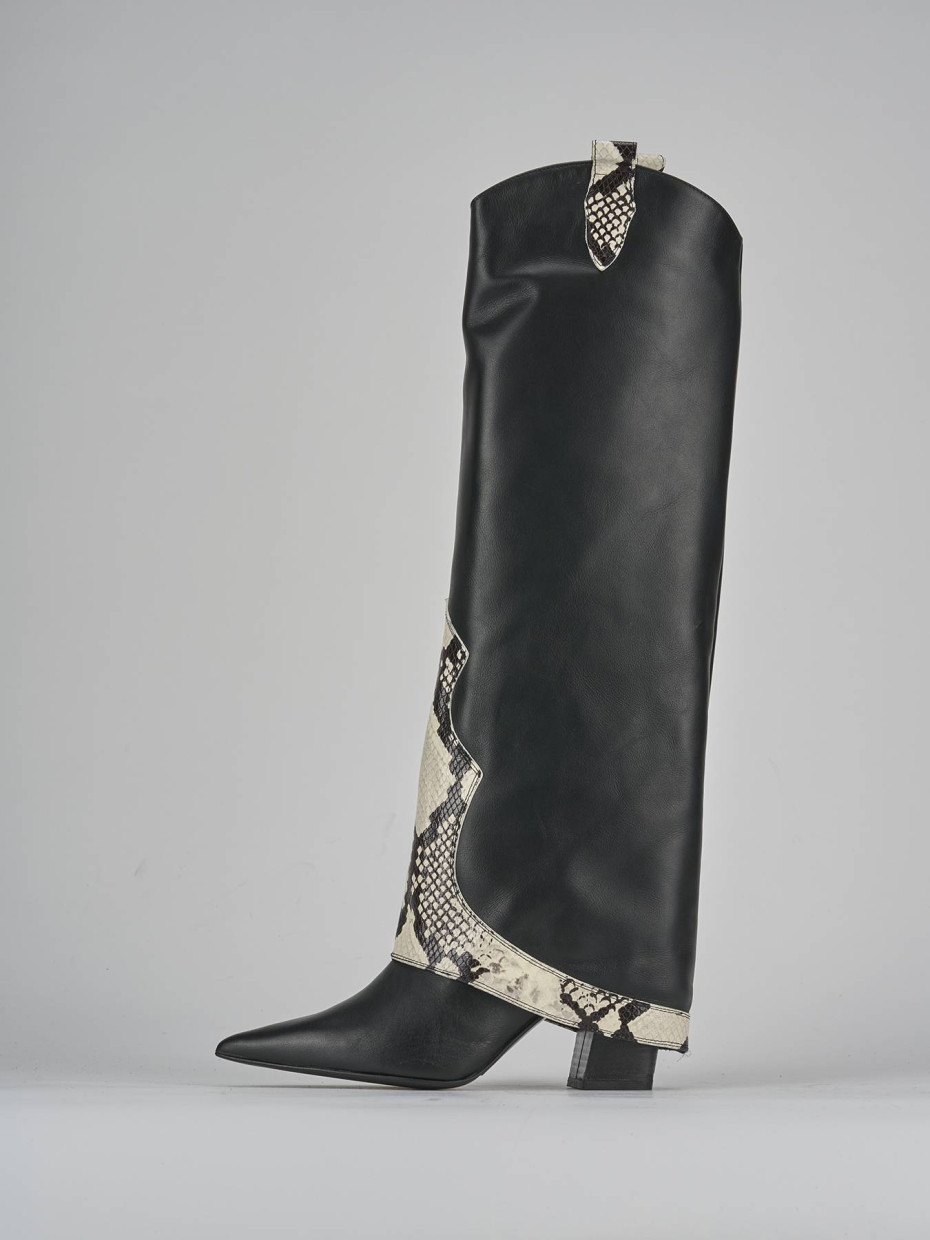 Stivali tacco 8cm pelle nero