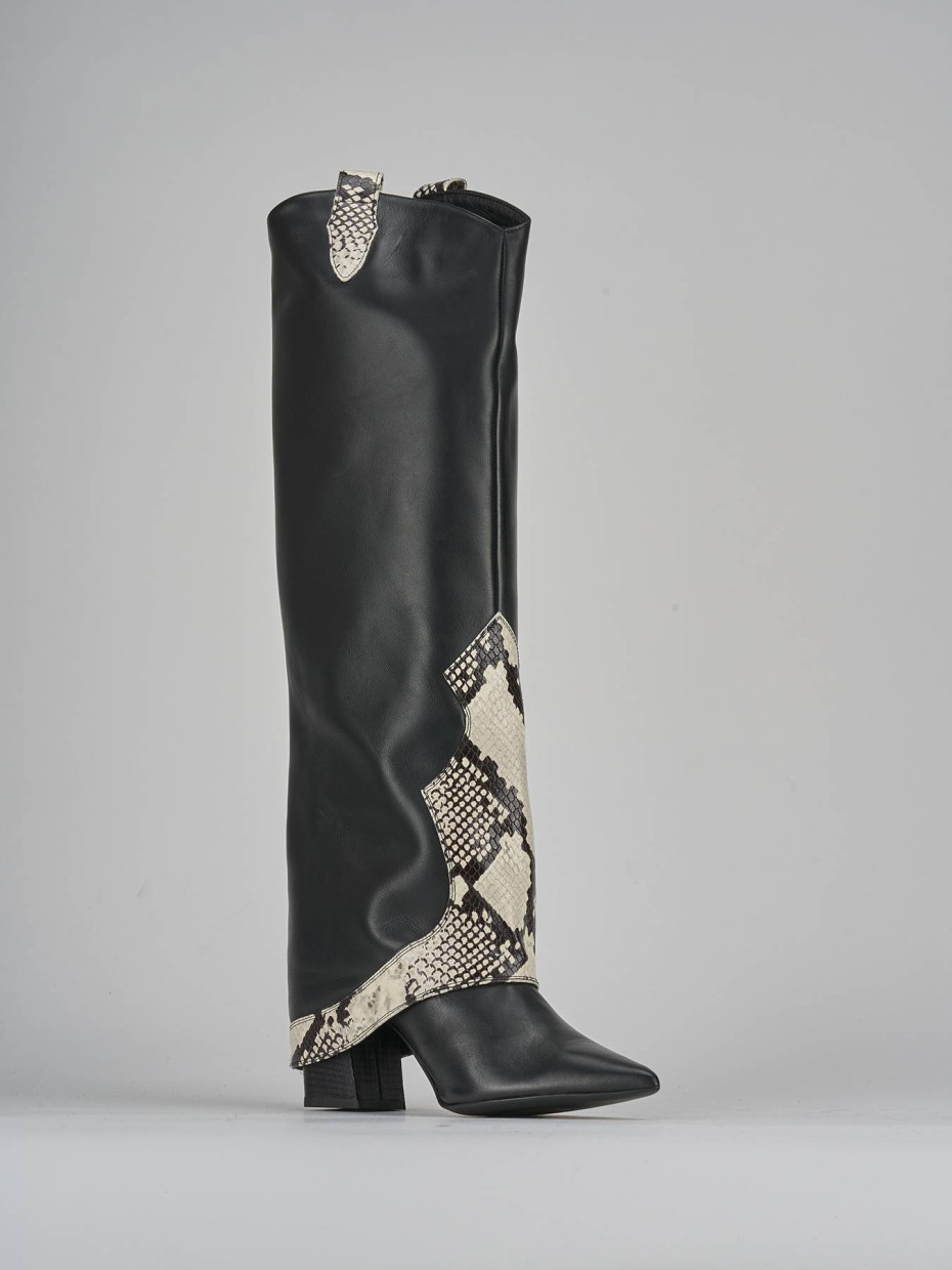 Stivali tacco 8cm pelle nero