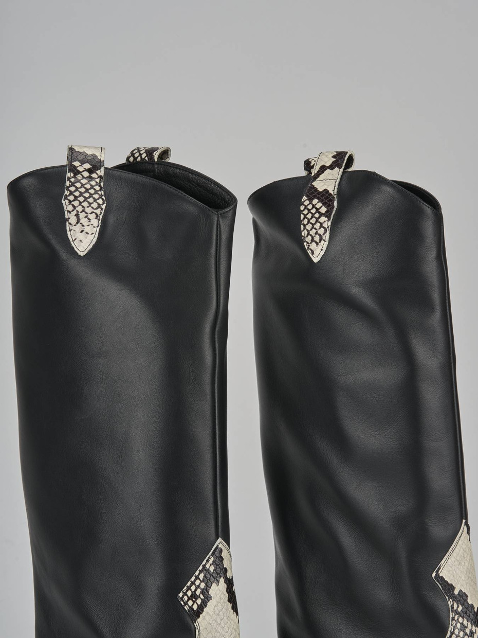 Stivali tacco 8cm pelle nero