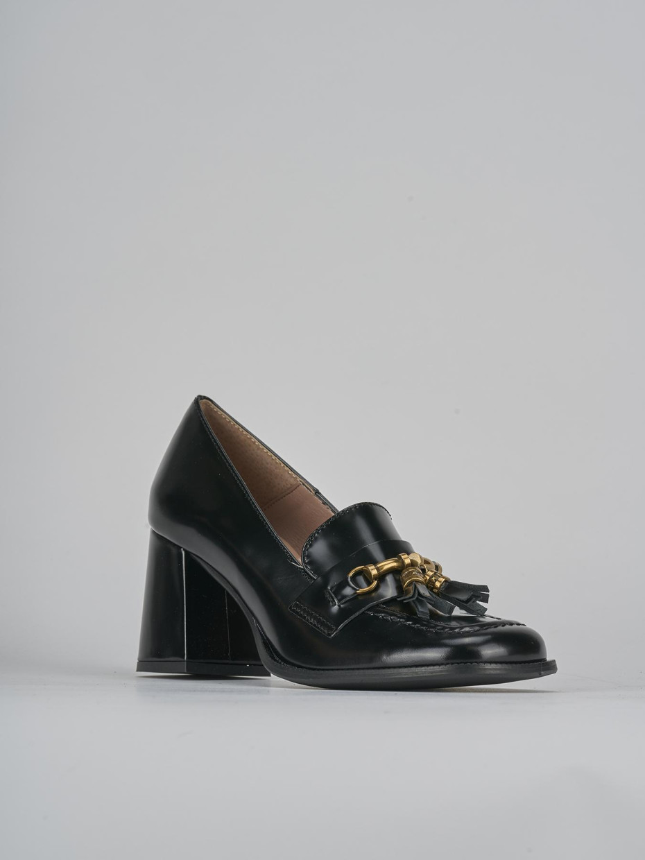 Mocassini tacco 8cm pelle nero