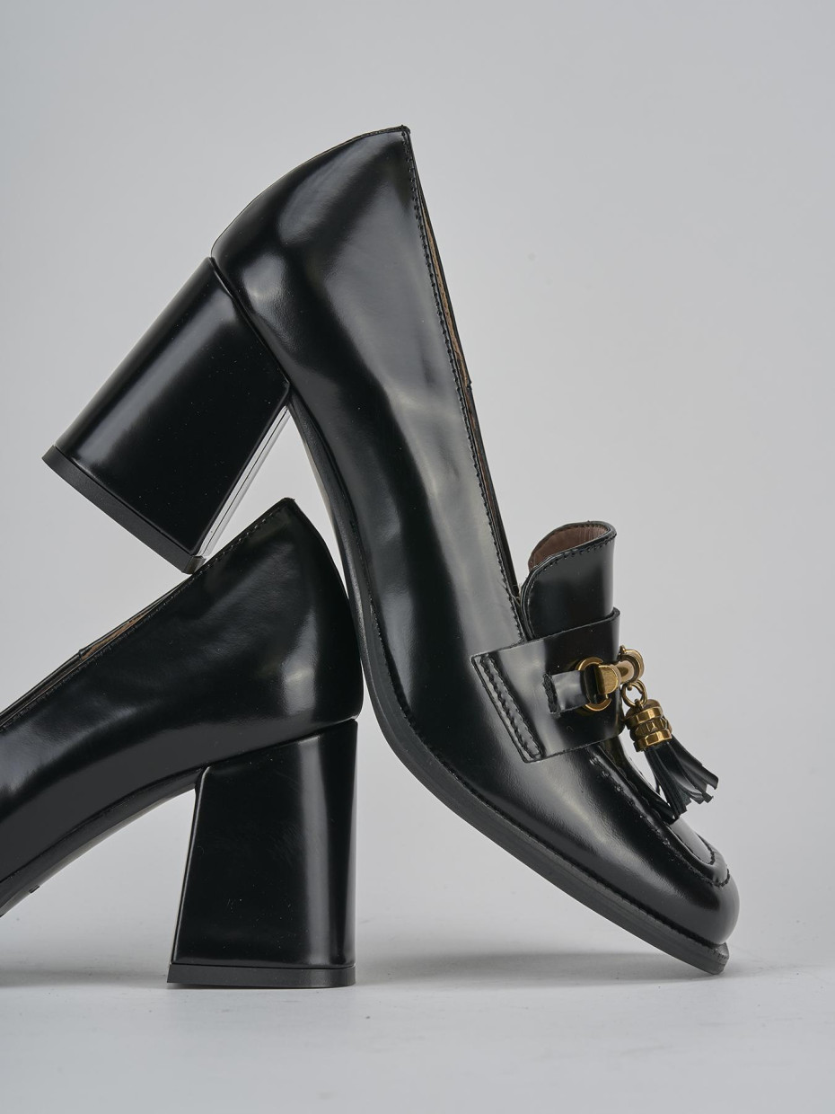 Mocassini tacco 8cm pelle nero