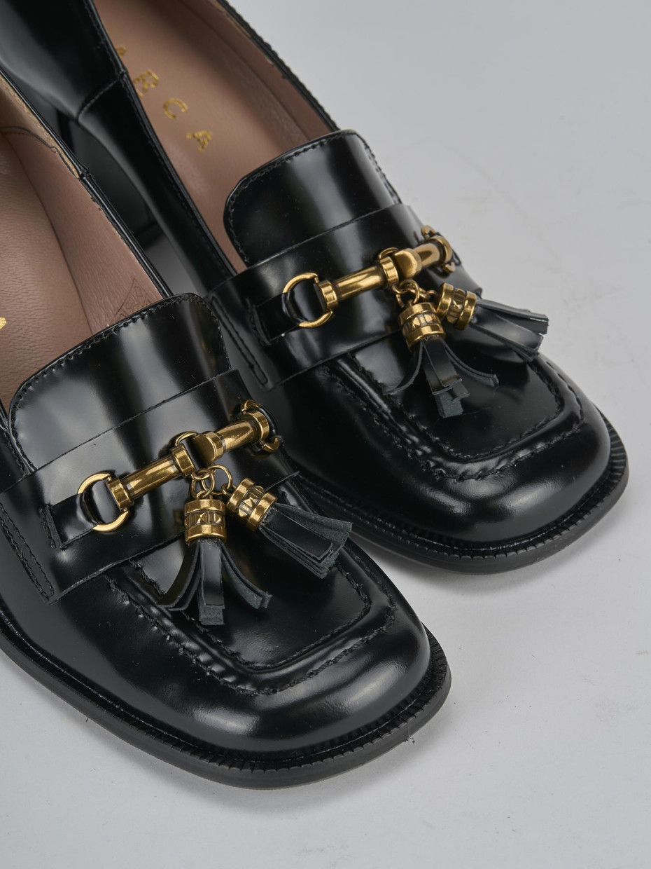Mocassini tacco 8cm pelle nero