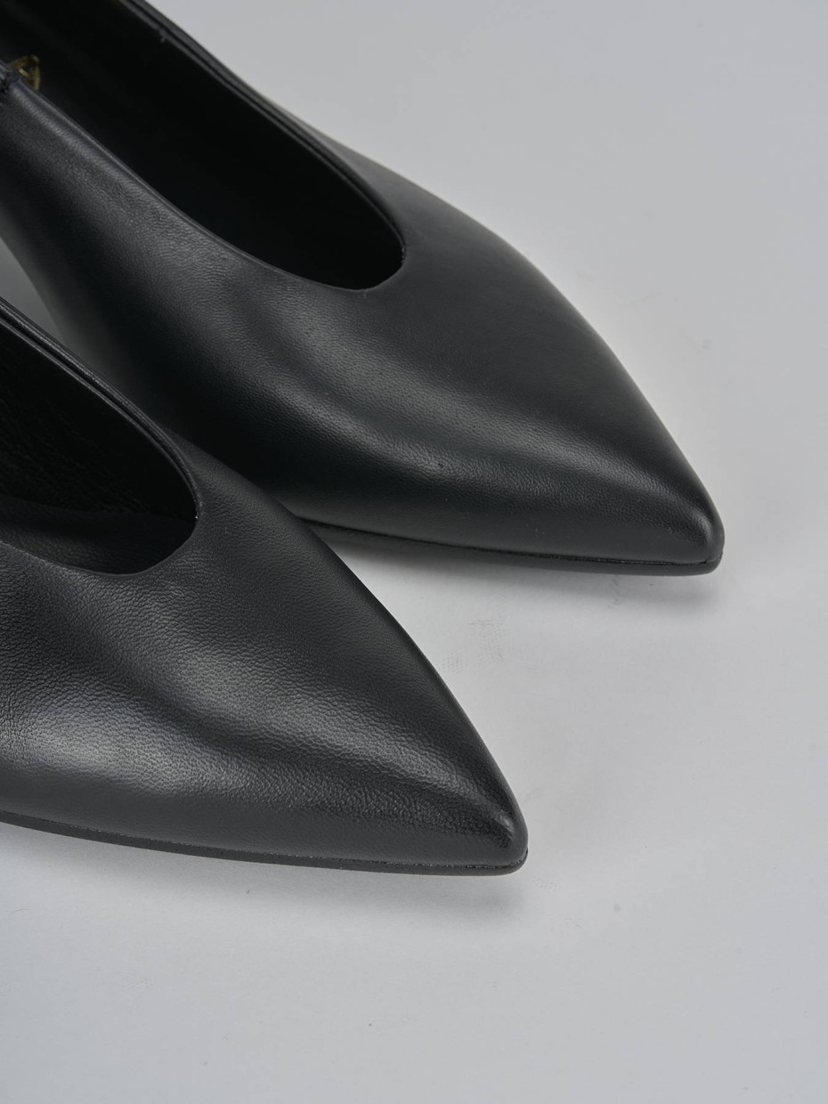 Décolleté e slingback tacco 5cm pelle nero