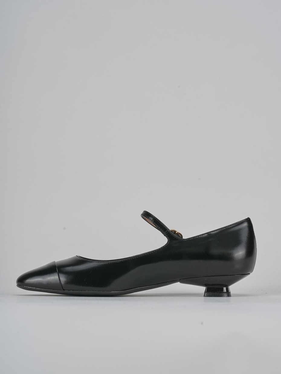 Ballerine tacco 3cm pelle nero Barca Stores