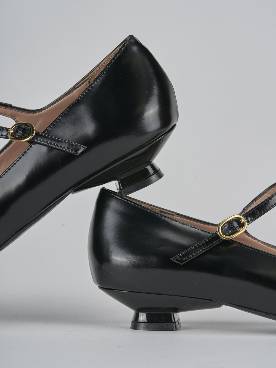 Ballerine tacco 3cm pelle nero Barca Stores