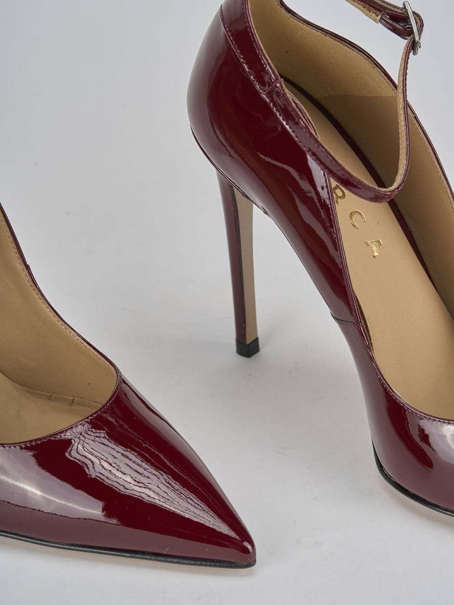 Décolleté e slingback tacco 11cm vernice bordo'