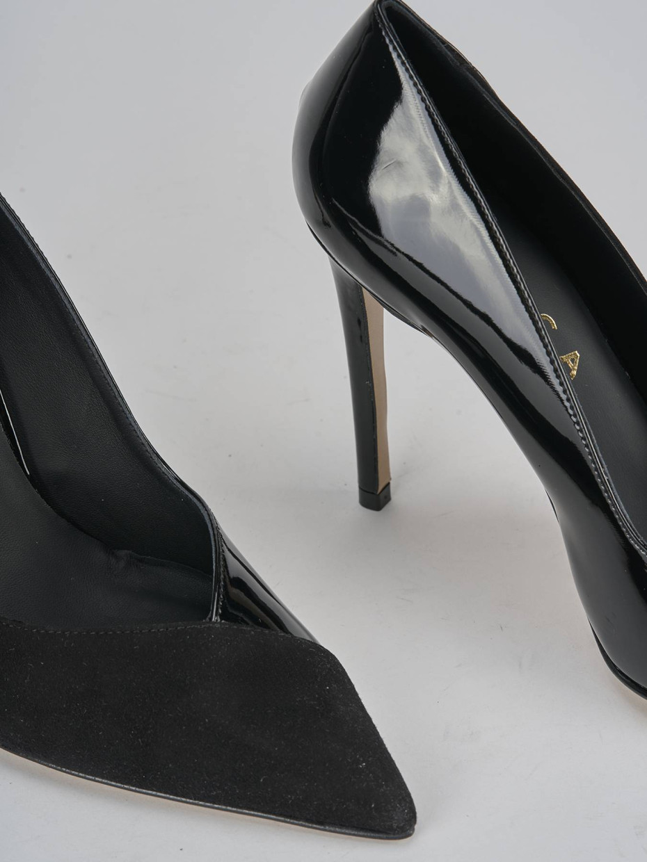 Décolleté e slingback tacco 11cm camoscio nero