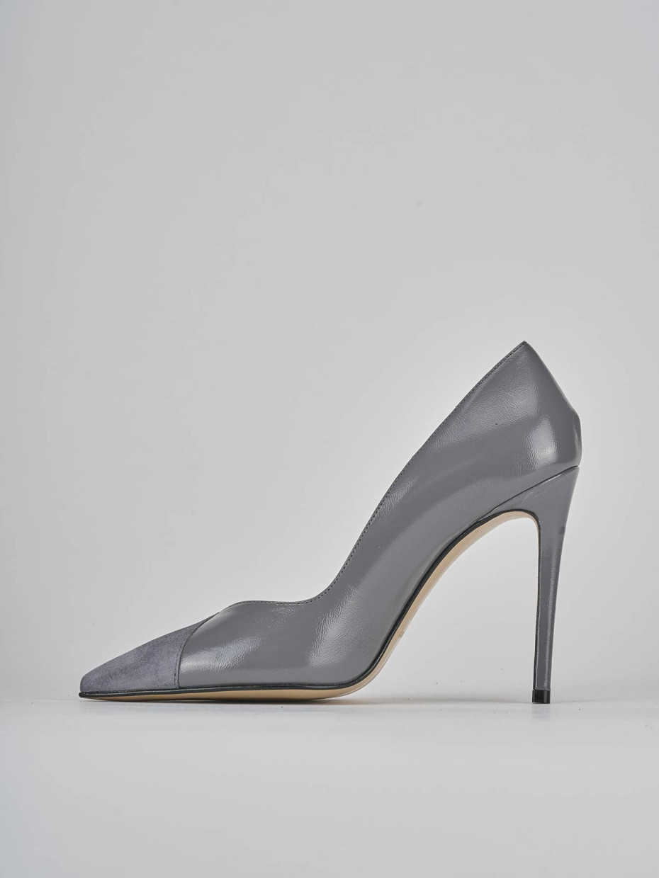 Décolleté e slingback tacco 11cm camoscio grigio