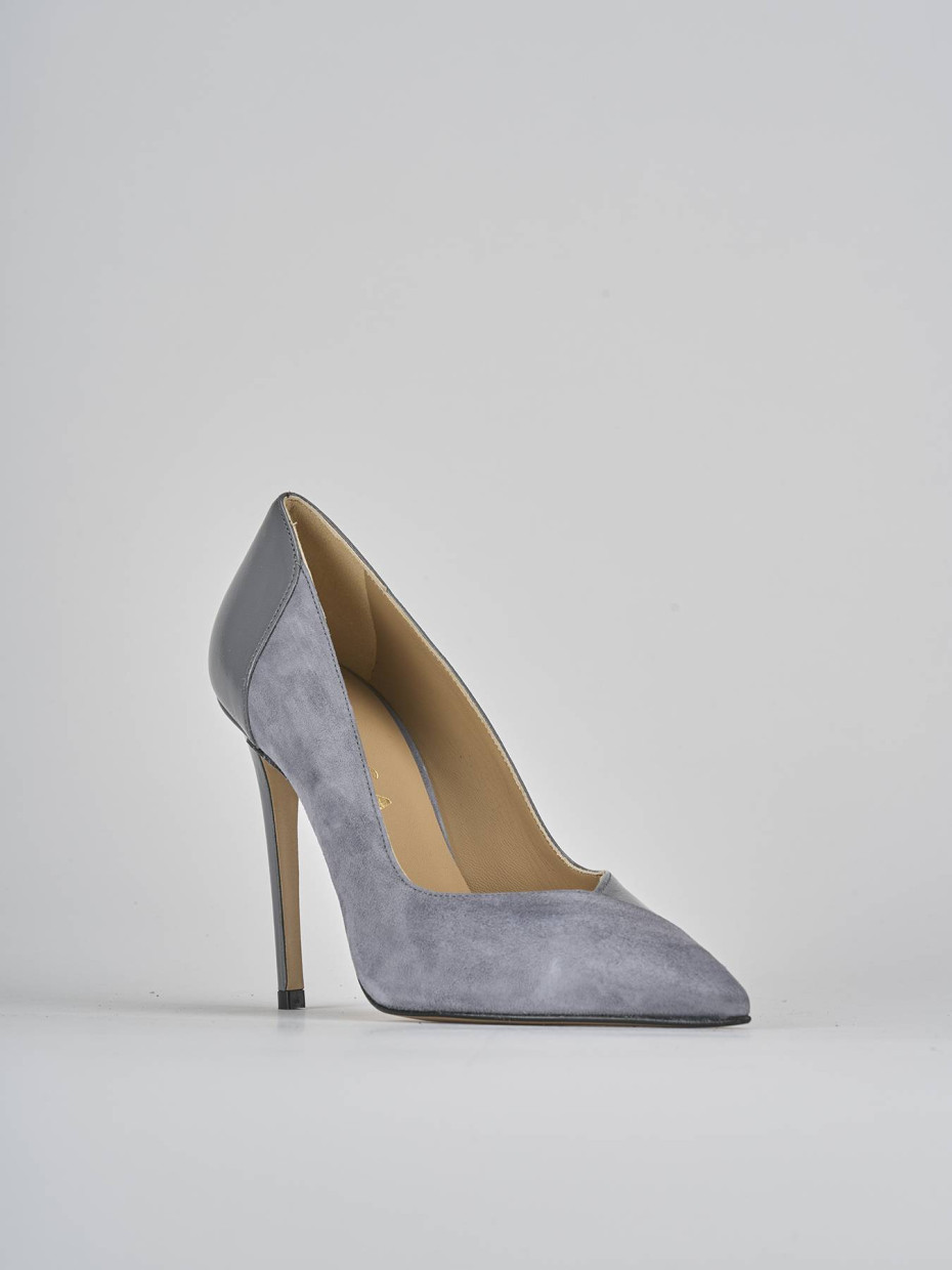 Décolleté e slingback tacco 11cm camoscio grigio