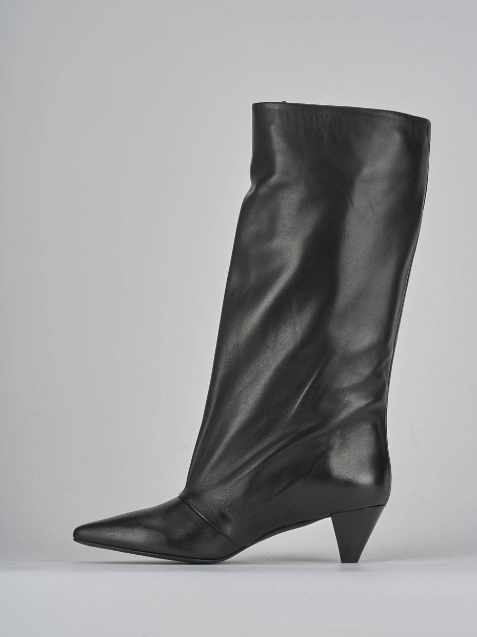 Stivali tacco 5cm pelle nero