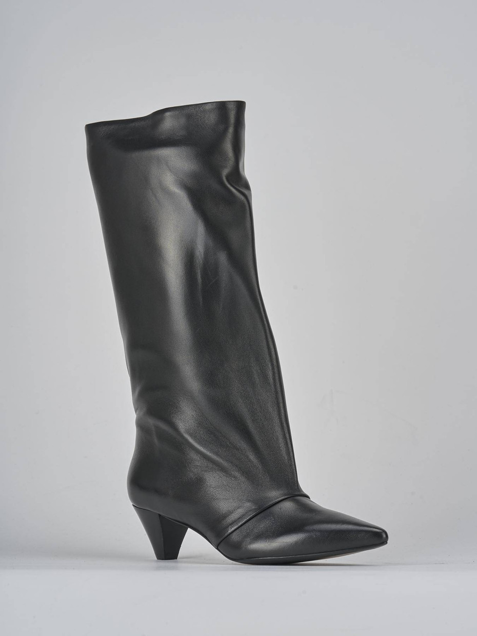Stivali tacco 5cm pelle nero