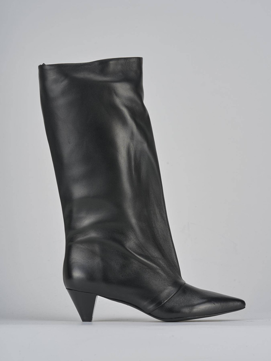 Stivali tacco 5cm pelle nero